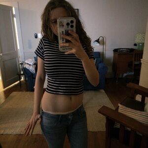 Hanna Andersson Blue and White Striped Crop Top